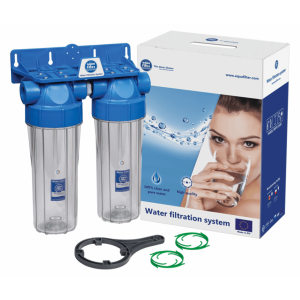 Двойной прозрачный корпус фильтра 10" Aquafilter FHPLCL14-D-TWIN