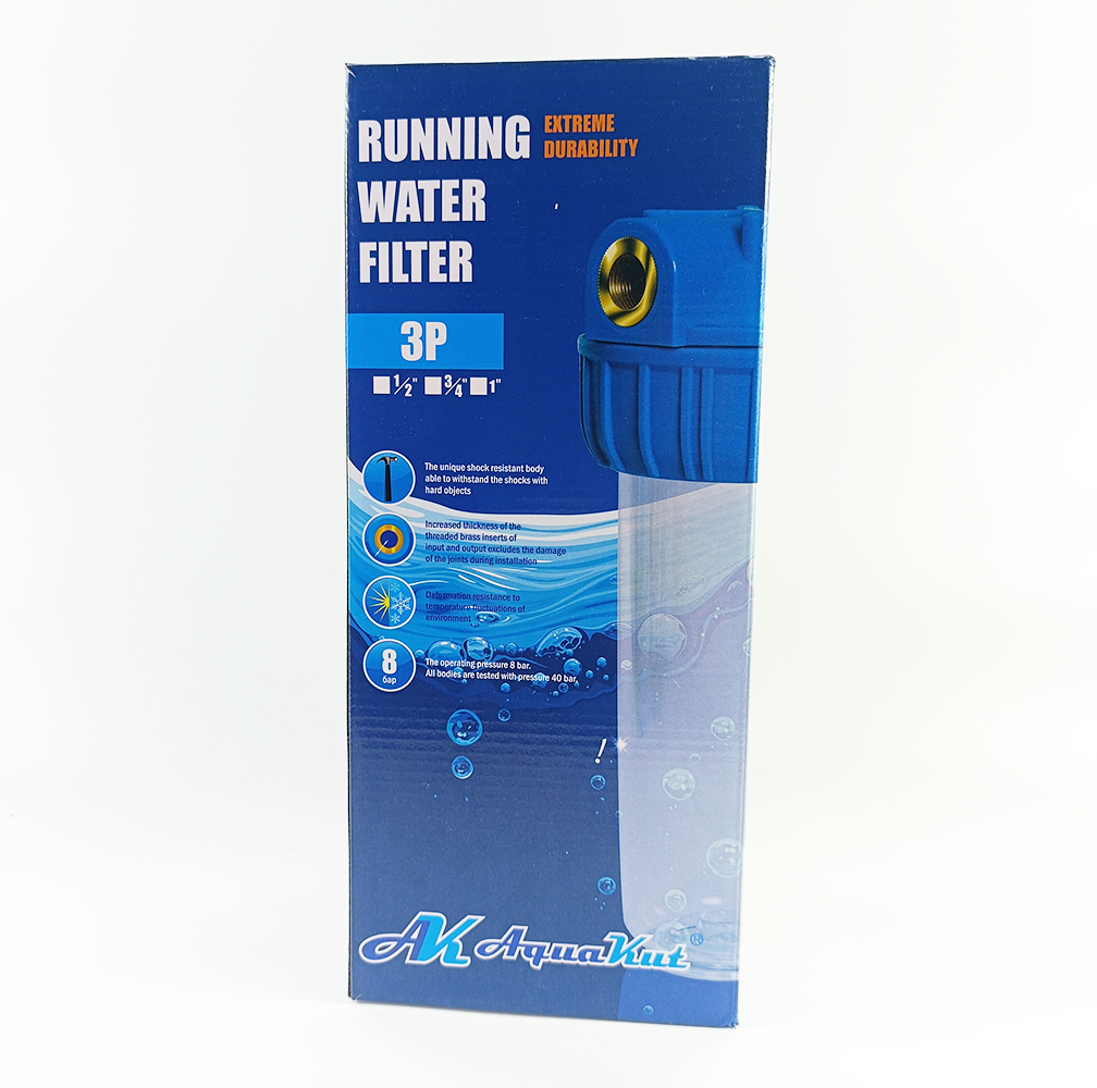 Колба AquaKut 3Р 10" 1" для холодной воды в комплекте ключ, крепление Колба AquaKut 3Р 10" 1" для холодной воды в комплекте ключ, крепление