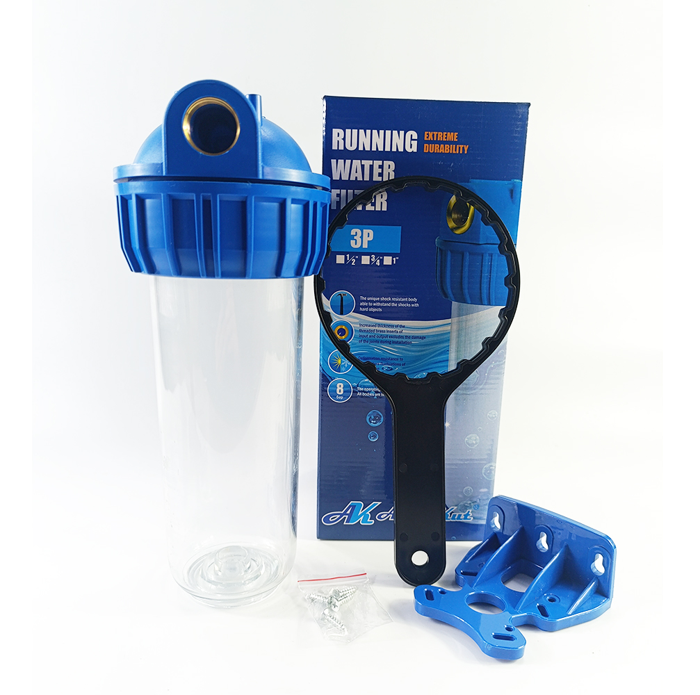 Колба AquaKut 3Р 10" 3/4" для холодной воды в комплекте ключ, крепление