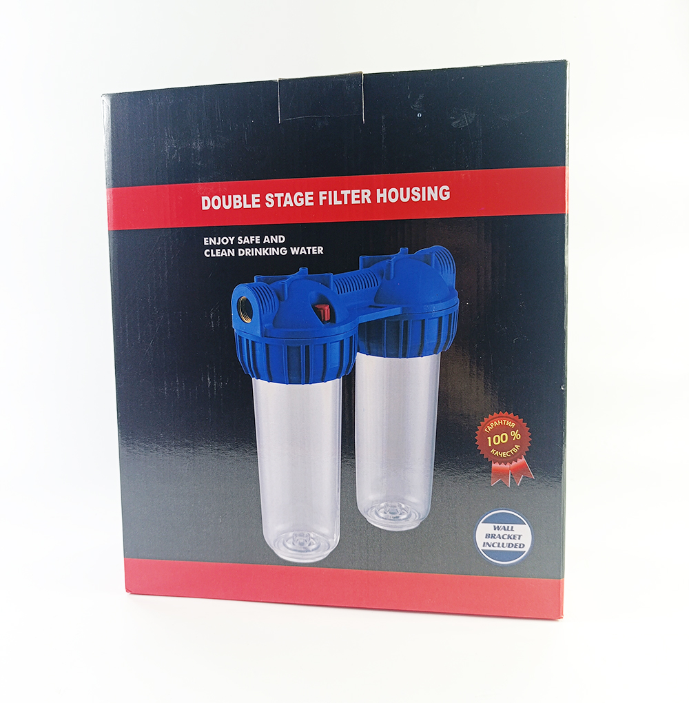 Колба двойная AquaKut 3Р DUO 10" 1/2" для холодной воды в комплекте ключ, крепление
