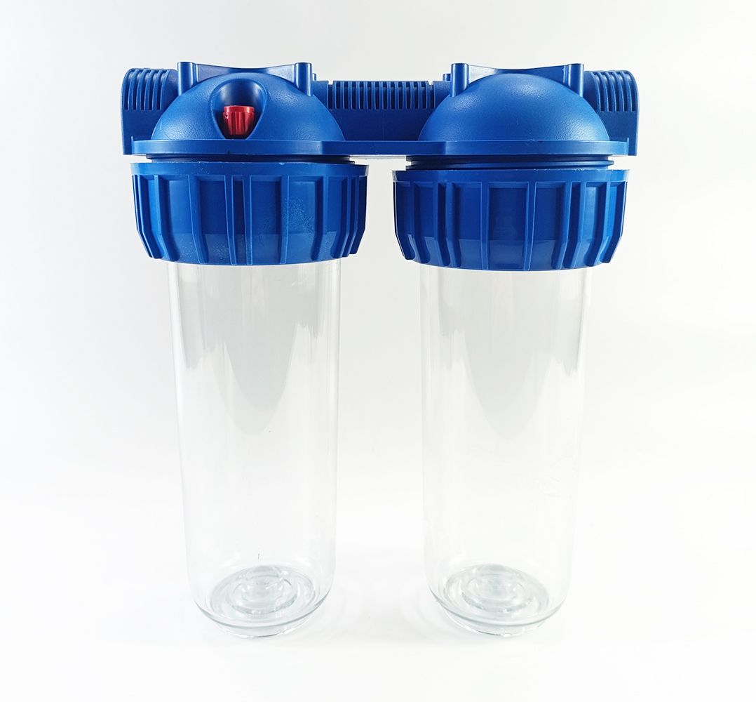 Колба двойная AquaKut 3Р DUO 10" 1/2" для холодной воды в комплекте ключ, крепление