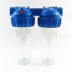 Колба двойная AquaKut 3Р DUO 10" 1/2" для холодной воды в комплекте ключ, крепление